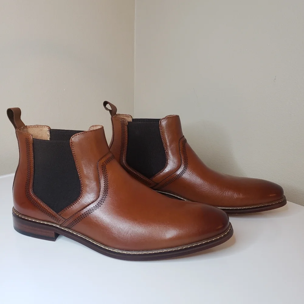 Stacy Adams Altair Plain Toe Chelsea Men's Dress Boot in Cognac (25301-221)